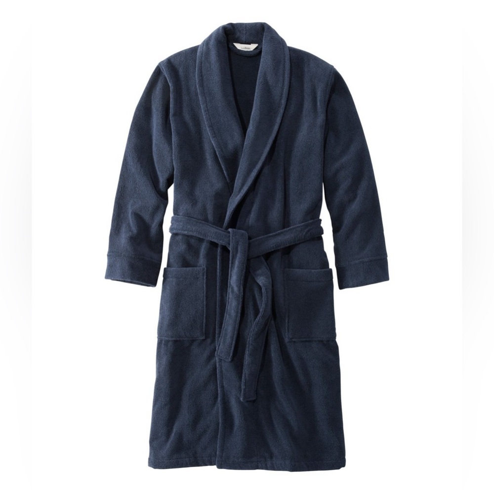 L.L. Bean lounge 100% Cotton robe  Tie Waist Blue Size L